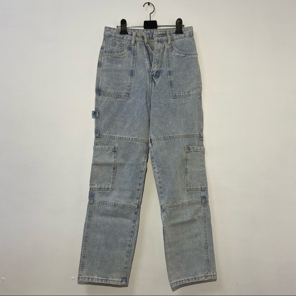 High Waisted Grommet Eyelet Waist Pocket Jeans